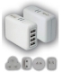 ADATTATORE ALIMENTAZIONE USB 4 PORTE DA VIAGGIO 100-240Vac/5Vdc - 4 Plugs
