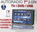 Autoradio Digitale 2 Din 7" LCD Touchscreen Bluetooth DVD USB SD Garanzia e Assistenza 24 Mesi Diretta Del Produttore