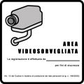Targa / Cartello adesiva videosorveglianza dimensioni : 16x16cm