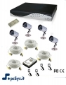 Impianto completo videosorveglianza 4ch con LAN, USB , AUDIO