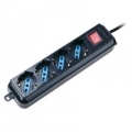 MULTIPRESA ATLANTIS P011-SL3004P-B 4 POSTI SHUKO + INTERRUTTOREﾸ NERA