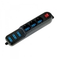 MULTIPRESA ATLANTIS P011-SL203066 6 POSTI di cui 3 SHUKO + INTERRUTTOREﾸ NERA