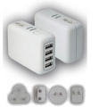 ADATTATORE ALIMENTAZIONE USB 4 PORTE DA VIAGGIO 100-240Vac/5Vdc - 4 Plugs