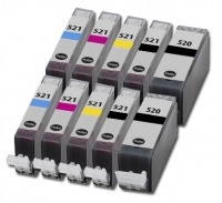 kit 10 cartucce compatibile Canon Pixma IP3600 IP4600 MP540 MP550 PGI 520-CLI 521B/C/Y/M - Con Chip