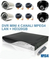 Kit DVR 4 ch MPEG4 LAN + 2 dome 3,6mm + 2 CCD 1/4 3,6mm+ 4 CAVI