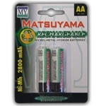 BATTERIE RICARICABILI MATSUYAMA HZ001 2xSTILO "AA" Ni-MH 2800 mAhﾸ 1ﾸ2 Volt
