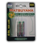 BATTERIE RICARICABILI MATSUYAMA HZ011 2xMINISTILO "AAA" Ni-MH 900 mAhﾸ 1ﾸ2 Volt