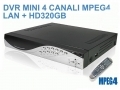 Dvr compatto 4 canali mpeg + porta lan + hd 320Gb